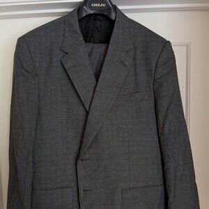NWOT Lutwyche Savile Row Handmade Light Gray Check Suit Flat Front Size US46S